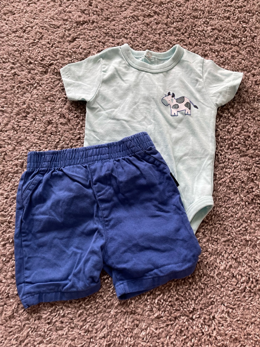 💥Mix &Match -5 for $25💥  Blue Toddler Shorts and Mint Cow Tee Set